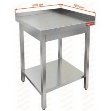Стол производственный с двумя бортами и полкой (столешница 1мм) HICOLD НСО-7/6ББП-1 Стол производственный с двумя бортами и полкой (столешница 1мм) HICOLD НСО-7/6ББП-1
