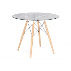 Стеклянный стол PT-151 90х90х76 clear glass / wood