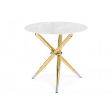 Стеклянный стол Rock 80х75 white / gold
